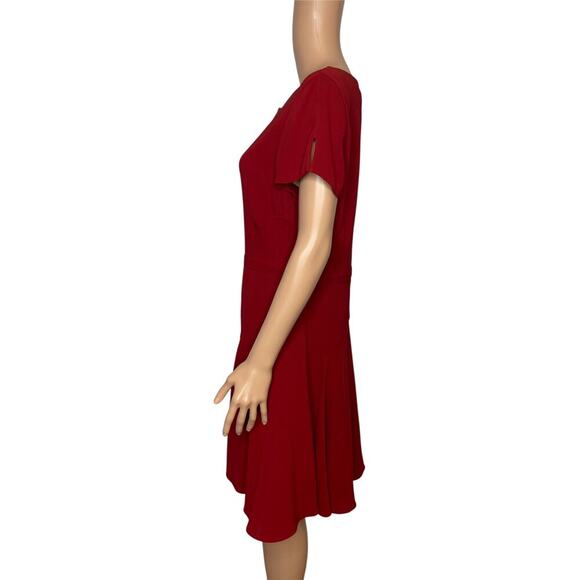 Diane von Furstenberg Raizel Fit & Flare Crepe Dress size 14 Red Office - Picture 3 of 12